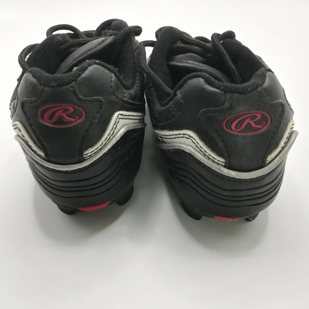 Rawlings Shoes‎ Mens Cleats Soccer Goalie Black White Faux Leather Lace Up 7.5
